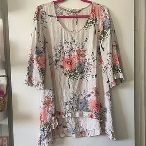 BALI QUEEN high low Floral Women's Tunic Top-XL